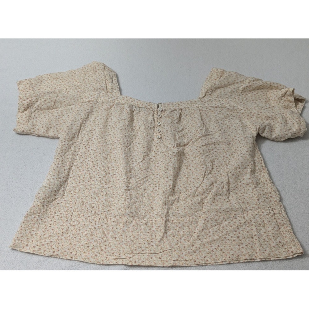 Madewell Top Large Yellow Beige Square Neck Ditsy Floral Cottage Prairie - Picture 8 of 12